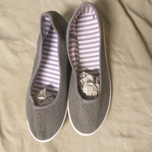 Grey sparkly flats